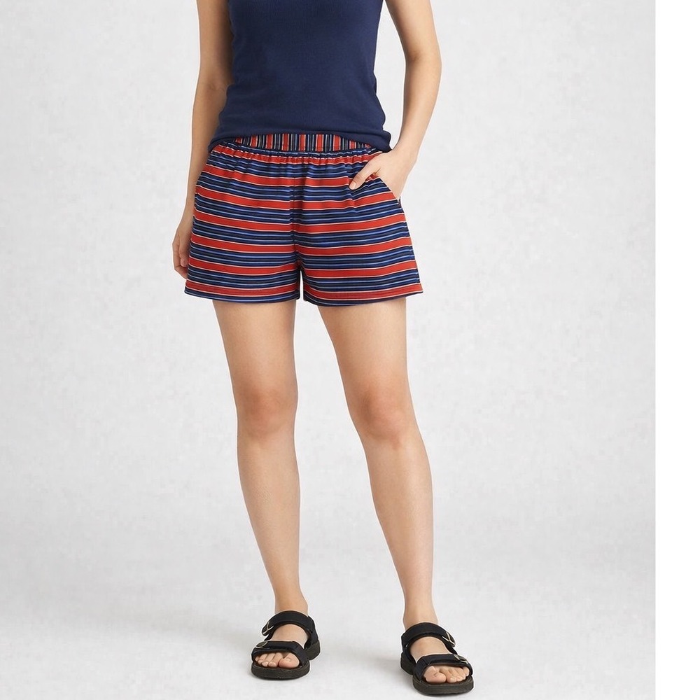 J.Crew Striped Linen Shorts Pull On‎ Red White Blue Womens 2